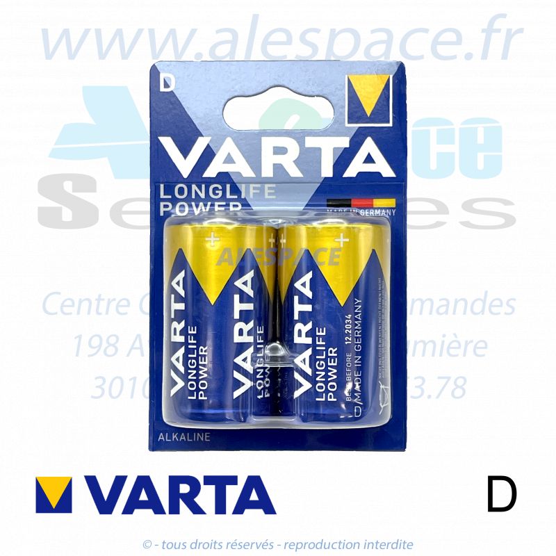 VARTA LONGLIFE POWER - D LR20 - Pile alcaline- 1,5V - Blister x2 Piles - Photo 001 VARTA LONGLIFE POWER - D LR20 - Pile alcaline- 1,5V - Blister x2 Piles - Photo 001
