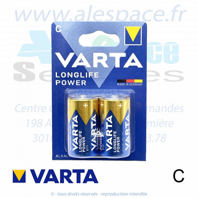 VARTA LONGLIFE POWER - C LR14 - Pile alcaline- 1,5V - Blister x2 Piles VARTA LONGLIFE POWER - C LR14 - Pile alcaline- 1,5V - Blister x2 Piles