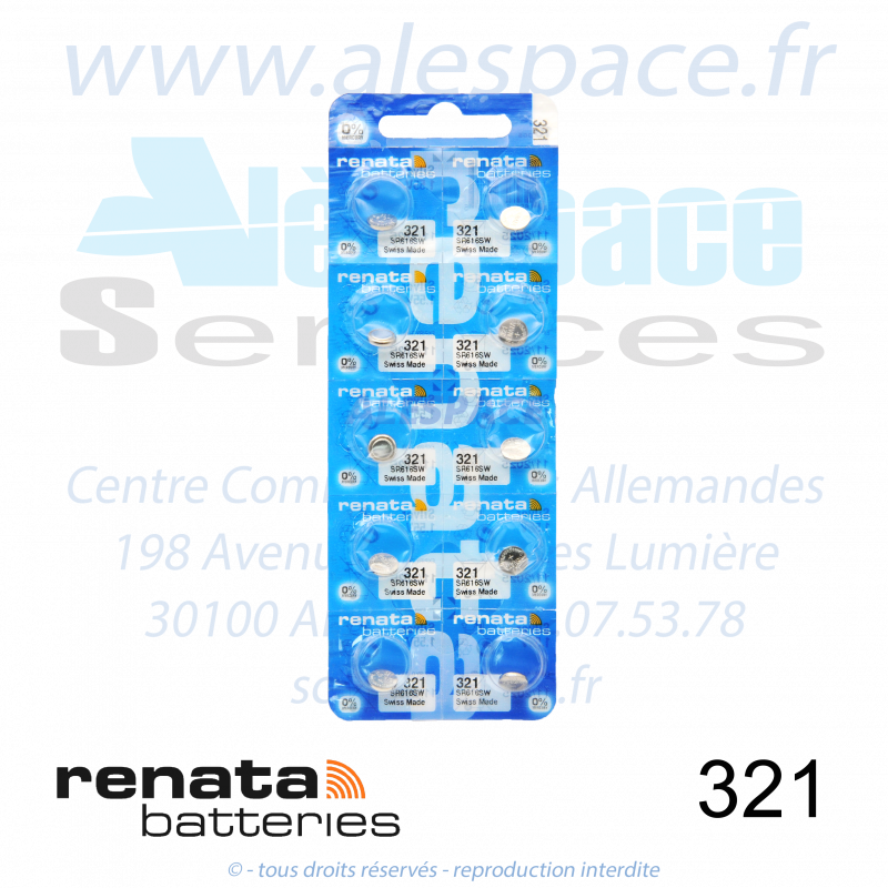 RENATA 321 MP - SR616SW - Pile de montre 1,55V - Blister x10 Piles - Photo 002 RENATA 321 MP - SR616SW - Pile de montre 1,55V - Blister x10 Piles - Photo 002