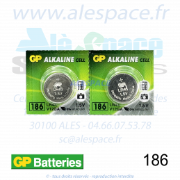 GP BATTERIES 186 - LR43 - V12GA - Pile bouton Alcaline - 1,5V - Blister x2 Piles - Photo 001